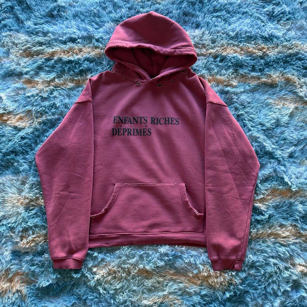 Enfants Riches Déprimés Distressed Logo-hoodie Burgundy red